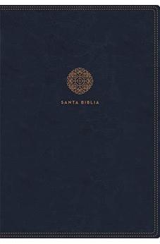 RVR60 Santa Biblia Letra Supergigante, Leathersoft con Índice y Cierre, Azul