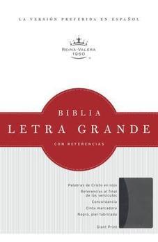 RVR 1960 LETRA GRANDE CON REFERENCIAS NEGRO/GRIS, SÍMIL PIEL