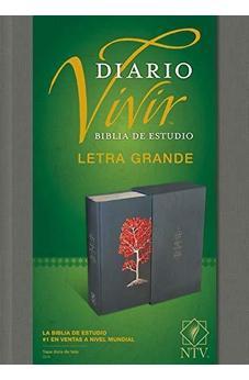 Biblia de estudio del diario vivir NTV, letra grande (Letra Roja, Tapa dura de tela, Gris)