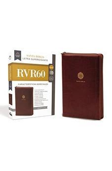 RVR60 Santa Biblia Letra Supergigante, Leathersoft, Café c/Cierre