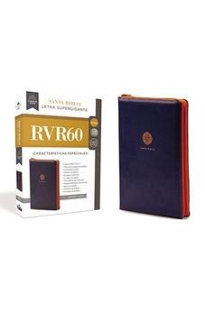 RVR60 Santa Biblia Letra Supergigante, Leathersoft c/Cierre, Azul