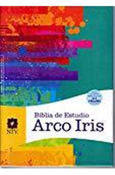 Image of Biblia NTV De Estudio Arco Iris Negro Piel Fabricada