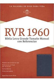 Biblia RVR 1960 Letra  Grande Tamano Manual Con Referencias  Azul Zafiro Imitacion Piel