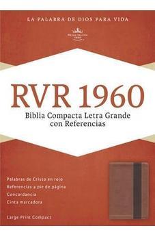 RVR 1960 Biblia Compacta Letra Grande Con Referencias, Cobre/Marron Profundo Simil Piel