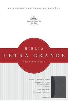 RVR 1960 LETRA GRANDE CON REFERENCIAS NEGRO/GRIS, SÍMIL PIEL