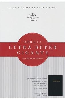 RVR 1960 Biblia De Pulpito Letra Super Gigante Para Pulpito, Negra Acolchonada Tapa Dura