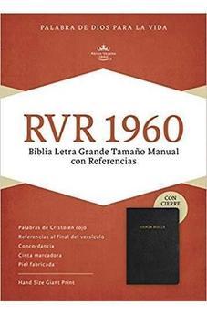 RVR 1960 Biblia Letra Grande Tamano Manual, Negro Piel con indice con cierre