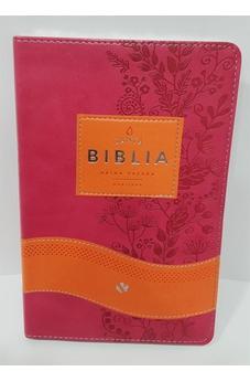 Biblia RVR 1960 Imitacion Piel Duo Tono Naranja / Fucsia