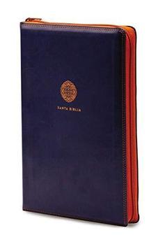 RVR60 Santa Biblia Letra Supergigante, Leathersoft c/Cierre, Azul